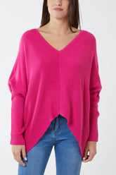 Deep V-Neck Ribbed Chevron Jumper For Women  - Dropwear